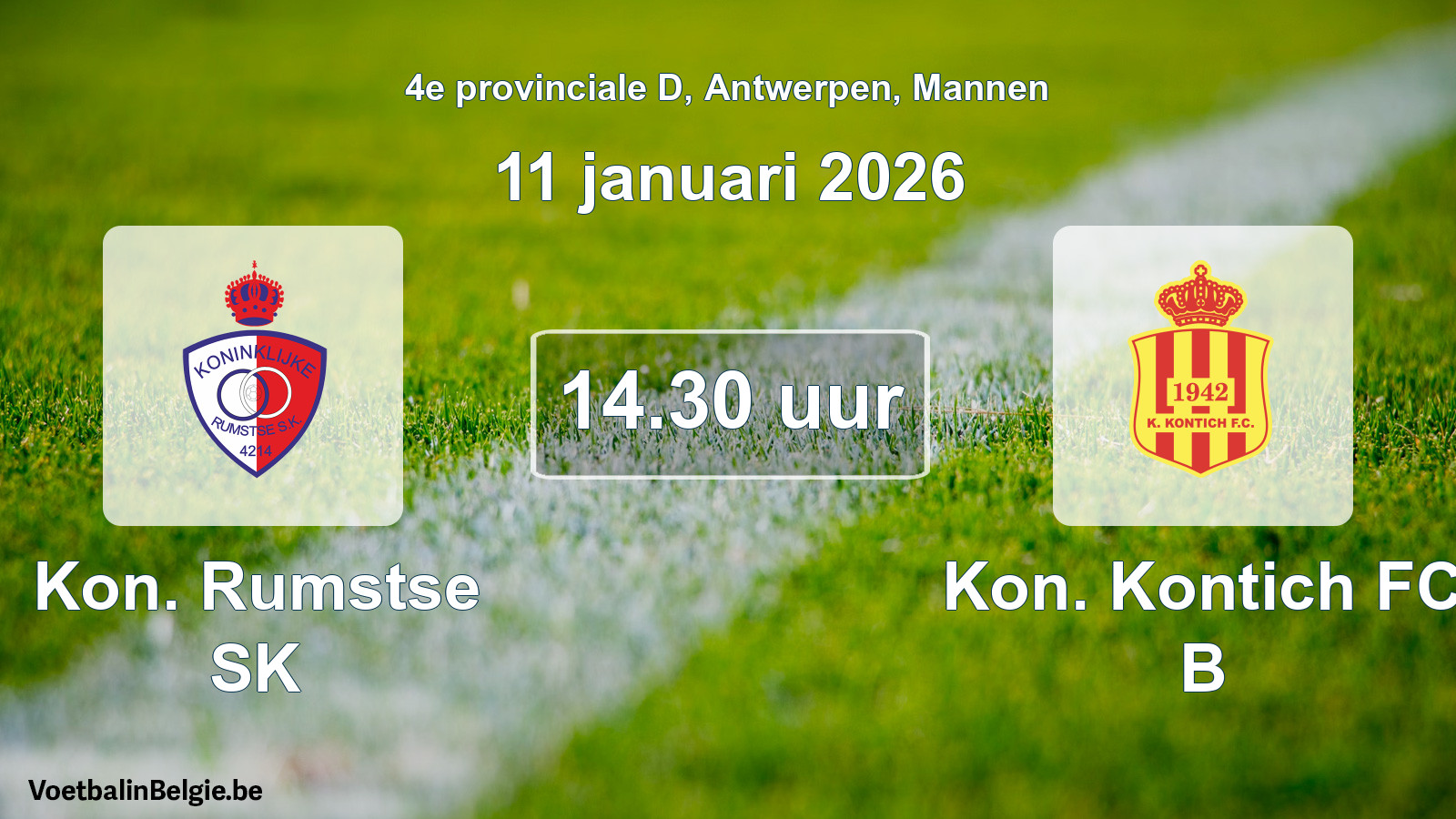Scheduled match men football: Kon. Rumstse SK - Kon. Kontich FC B (11 January 2026)