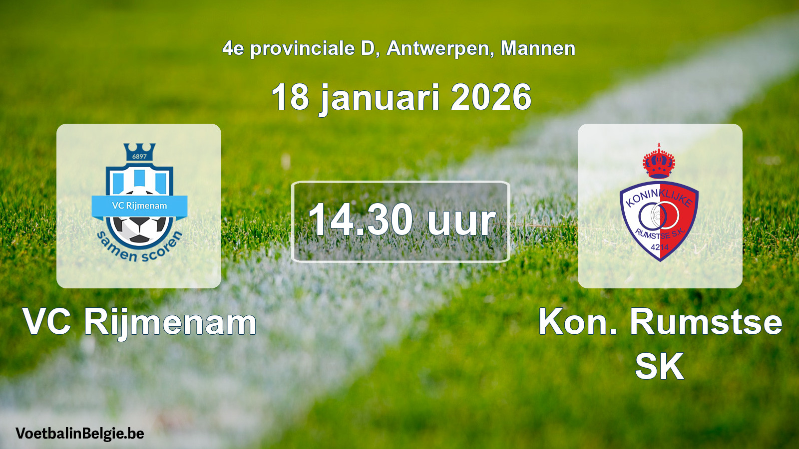 Scheduled match men football: VC Rijmenam - Kon. Rumstse SK (18 January 2026)