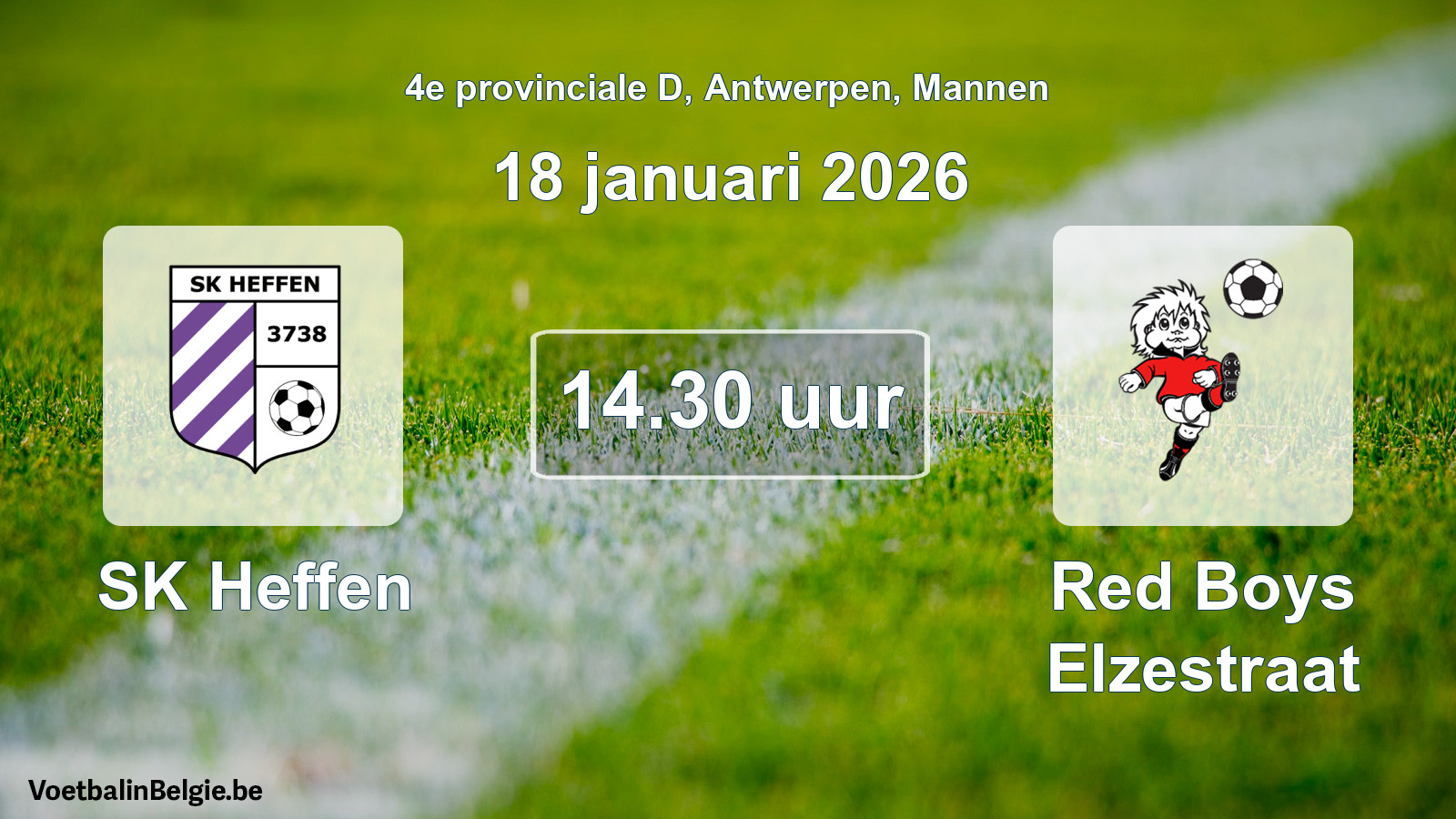Geplantes Spiel männer-Fußball: SK Heffen - Red Boys Elzestraat (18 Januar 2026)