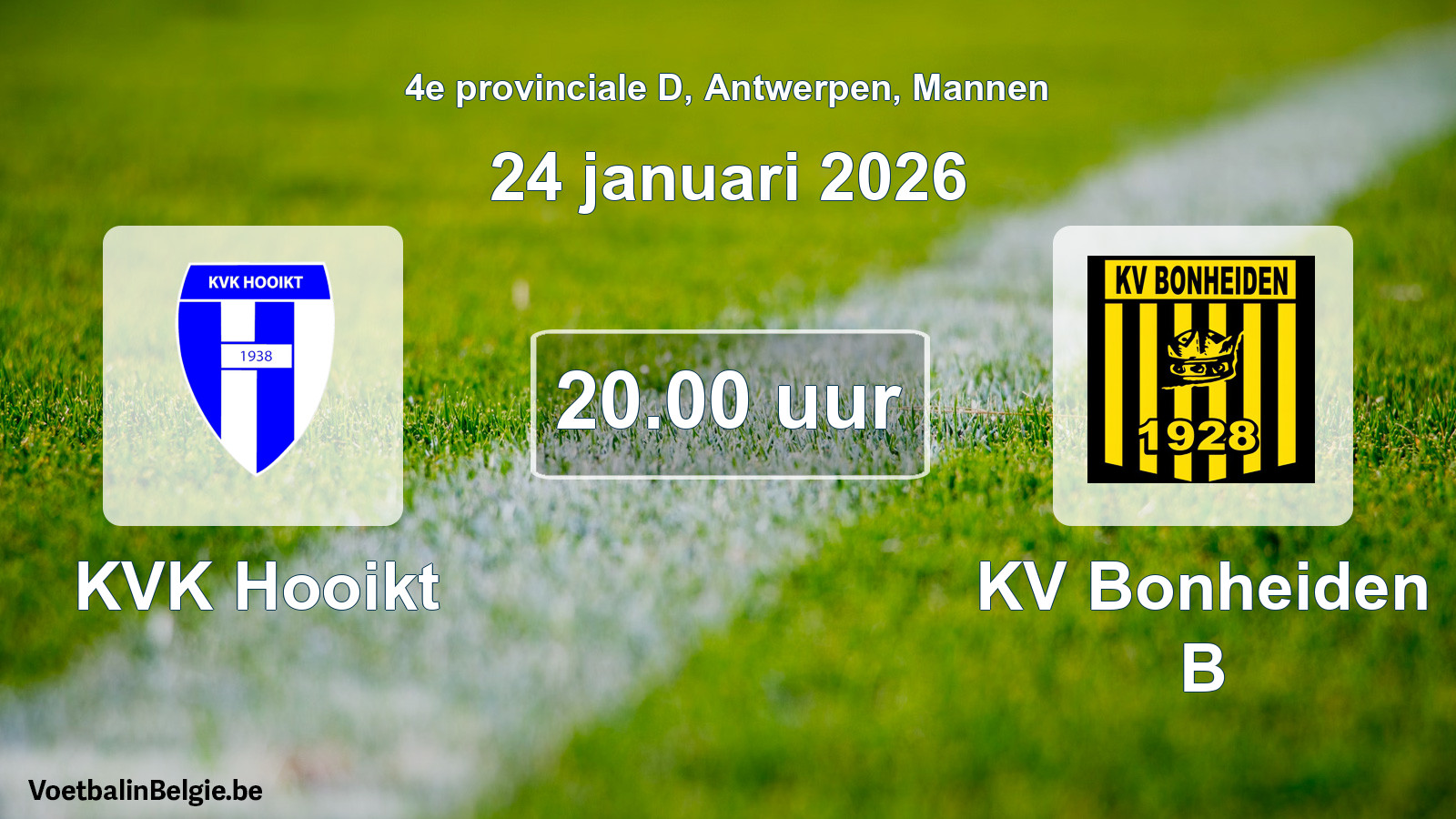Scheduled match men football: KVK Hooikt - KV Bonheiden B (24 January 2026)