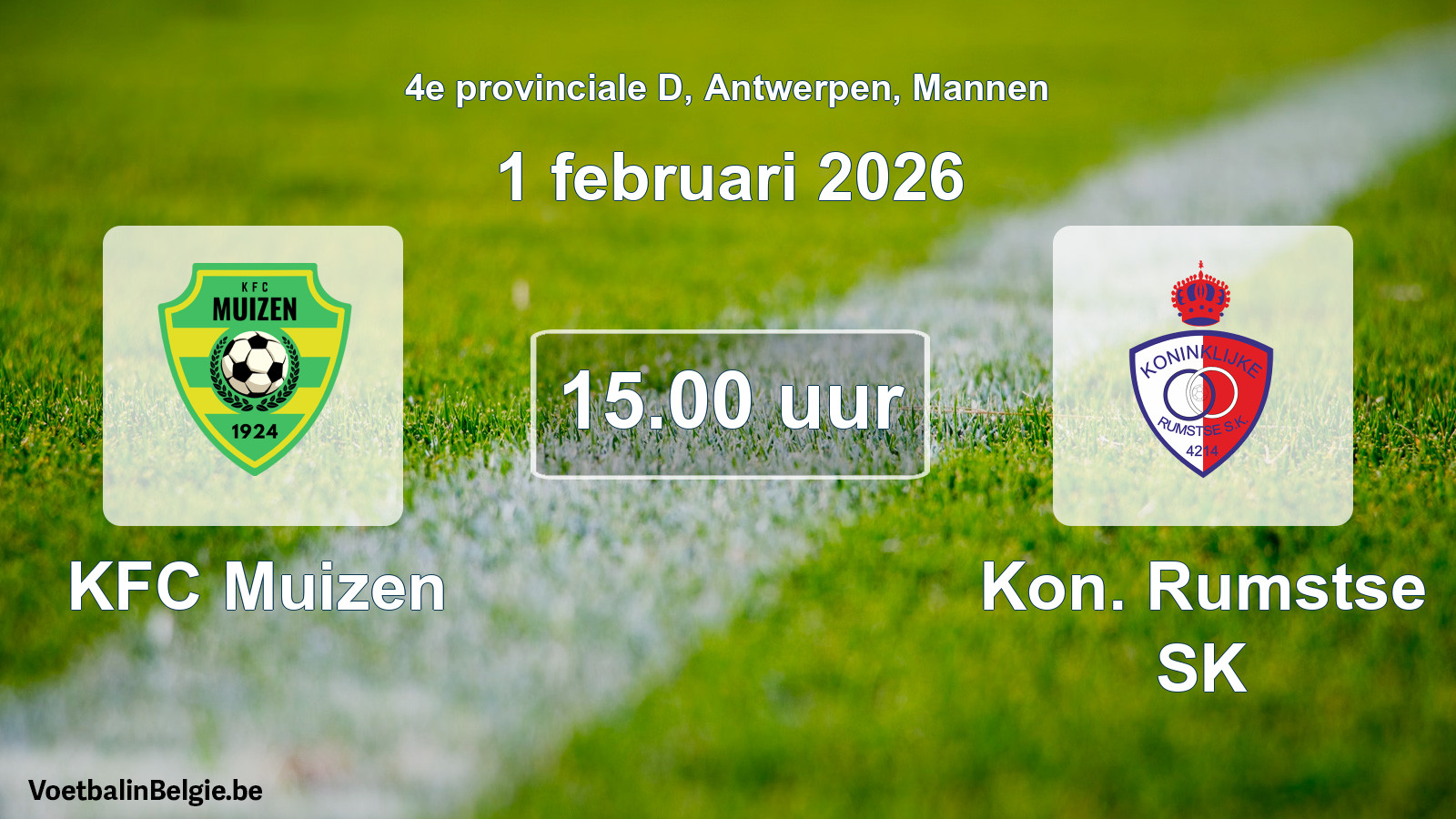 Scheduled match men football: KFC Muizen - Kon. Rumstse SK (1 February 2026)