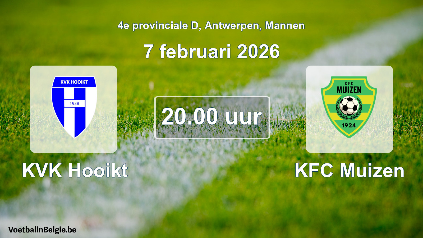 Scheduled match men football: KVK Hooikt - KFC Muizen (7 February 2026)