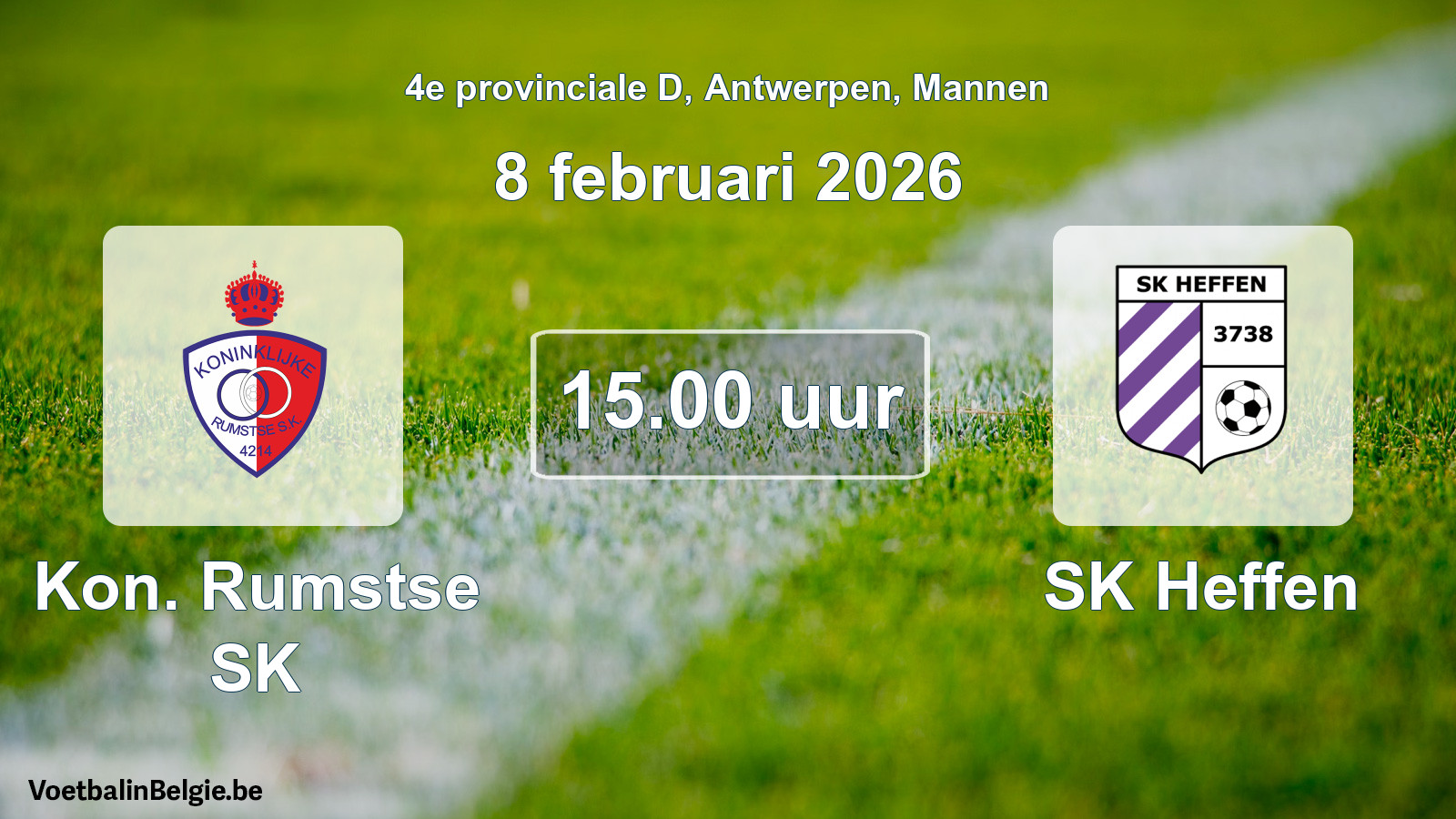 Scheduled match men football: Kon. Rumstse SK - SK Heffen (8 February 2026)