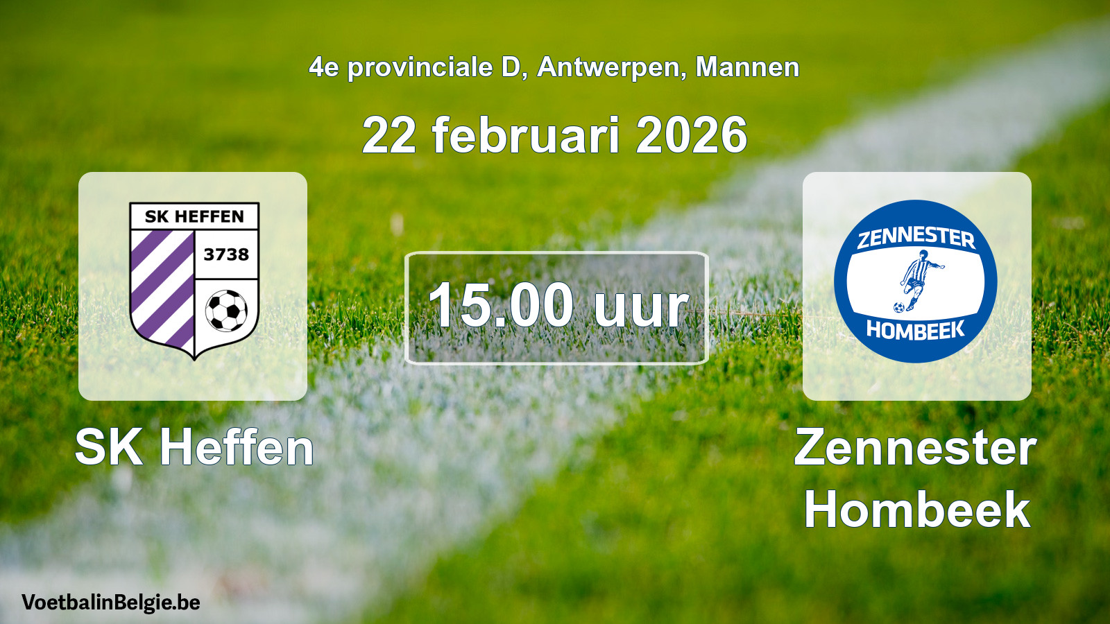 Scheduled match men football: SK Heffen - Zennester Hombeek (22 February 2026)