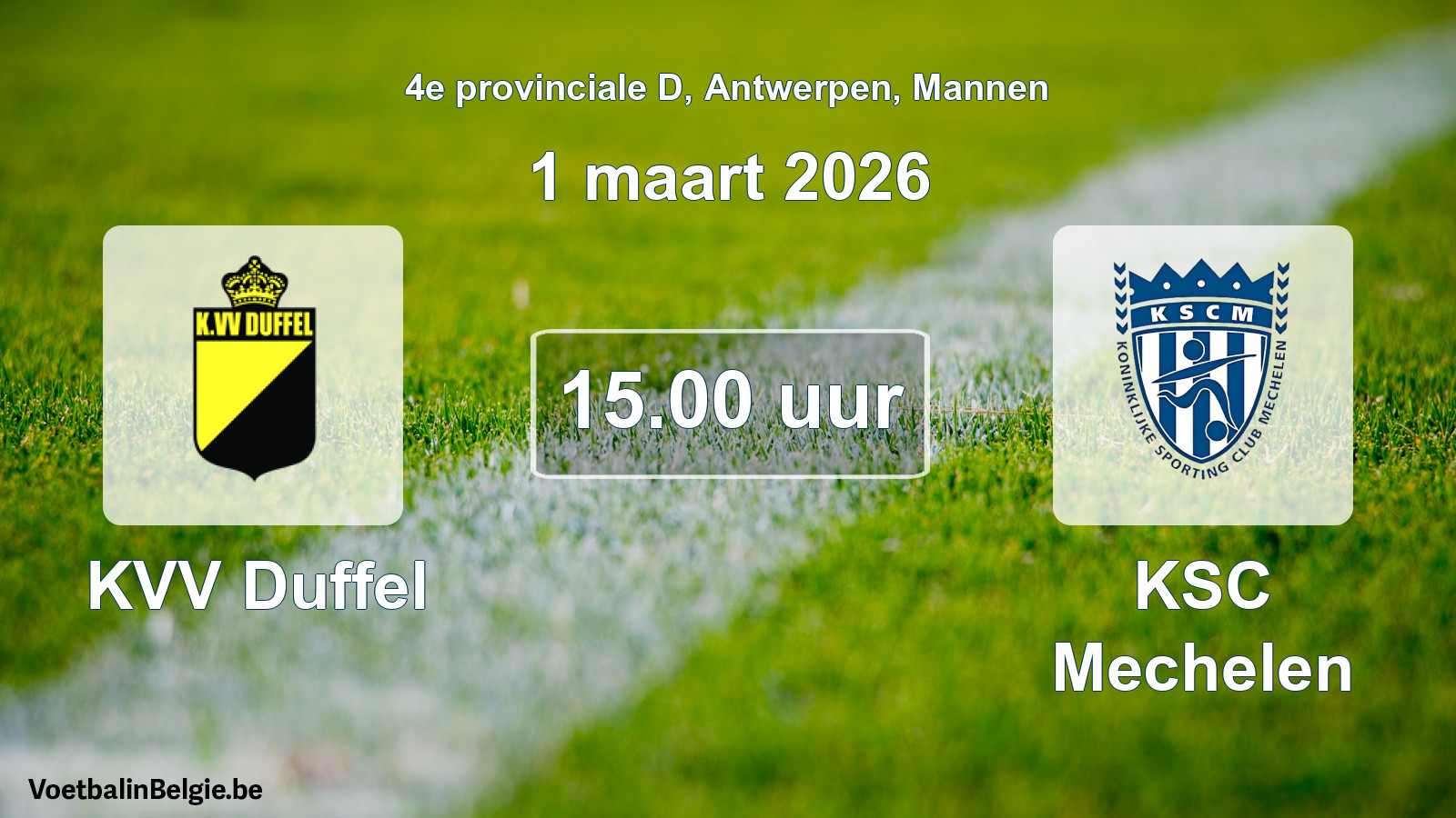 Scheduled match men football: KVV Duffel - KSC Mechelen (1 March 2026)