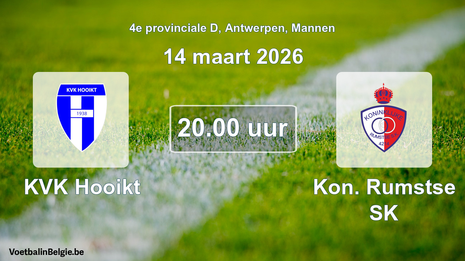Scheduled match men football: KVK Hooikt - Kon. Rumstse SK (14 March 2026)