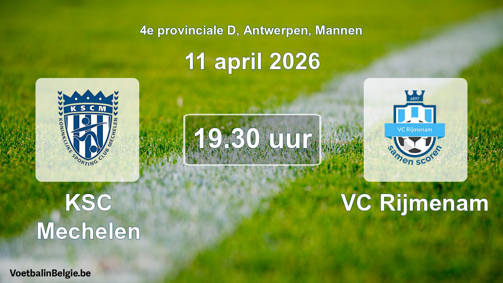 Scheduled match men football: KSC Mechelen - VC Rijmenam (11 April 2026)
