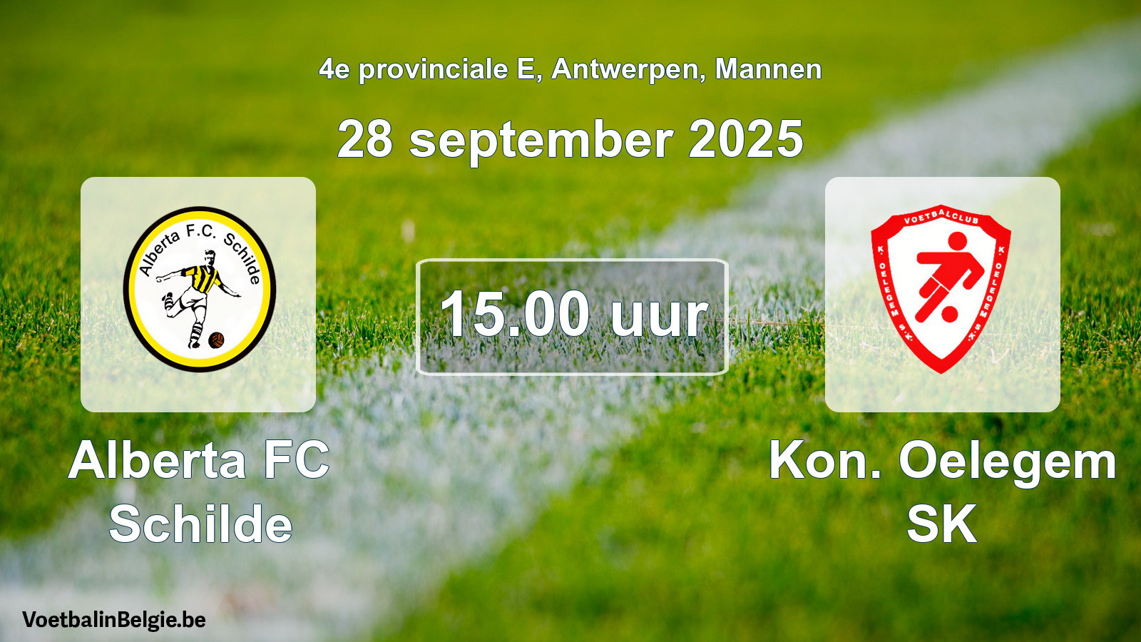 Scheduled match men football: Alberta FC Schilde - Kon. Oelegem SK (28 September 2025)