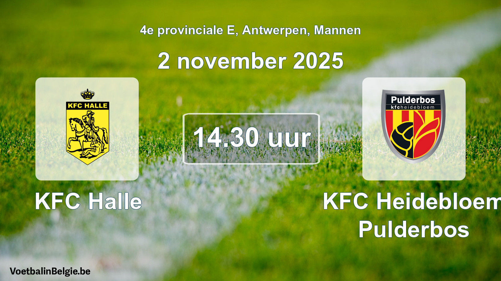Scheduled match men football: KFC Halle - KFC Heidebloem Pulderbos (2 November 2025)