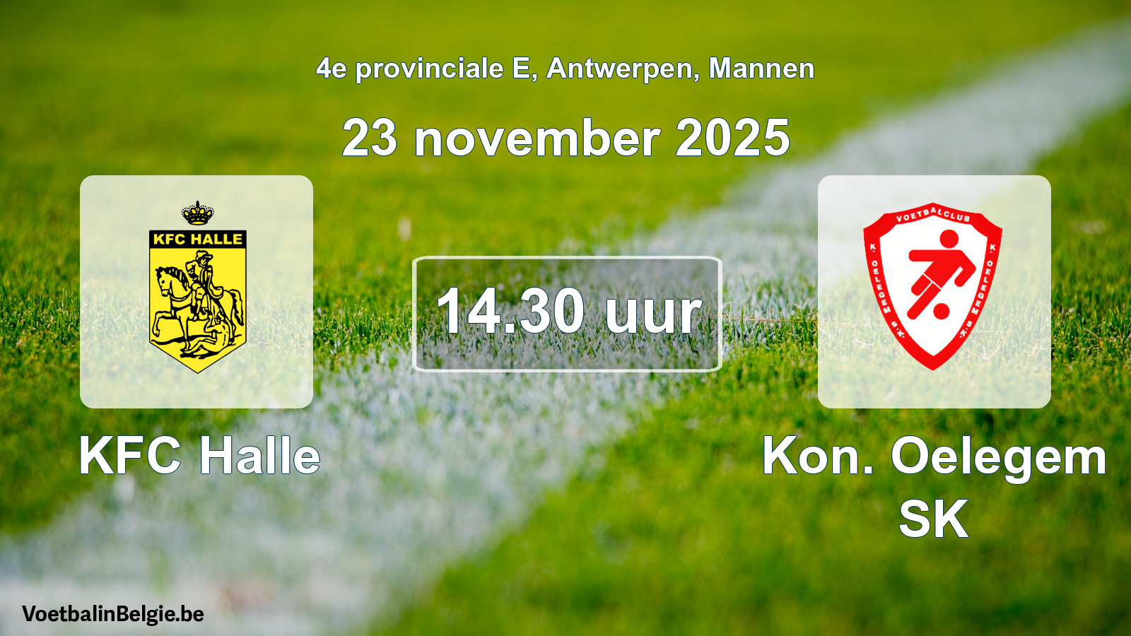 Geplantes Spiel männer-Fußball: KFC Halle - Kon. Oelegem SK (23 November 2025)