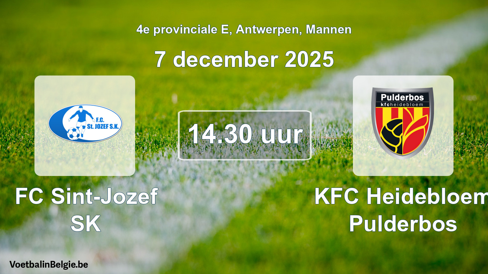 Scheduled match men football: FC Sint-Jozef SK - KFC Heidebloem Pulderbos (7 December 2025)