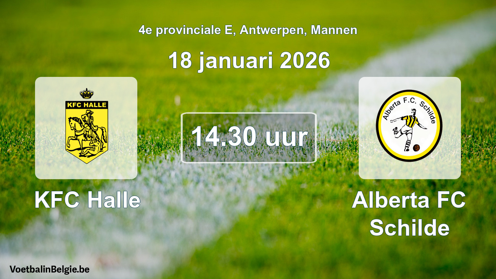 Scheduled match men football: KFC Halle - Alberta FC Schilde (18 January 2026)