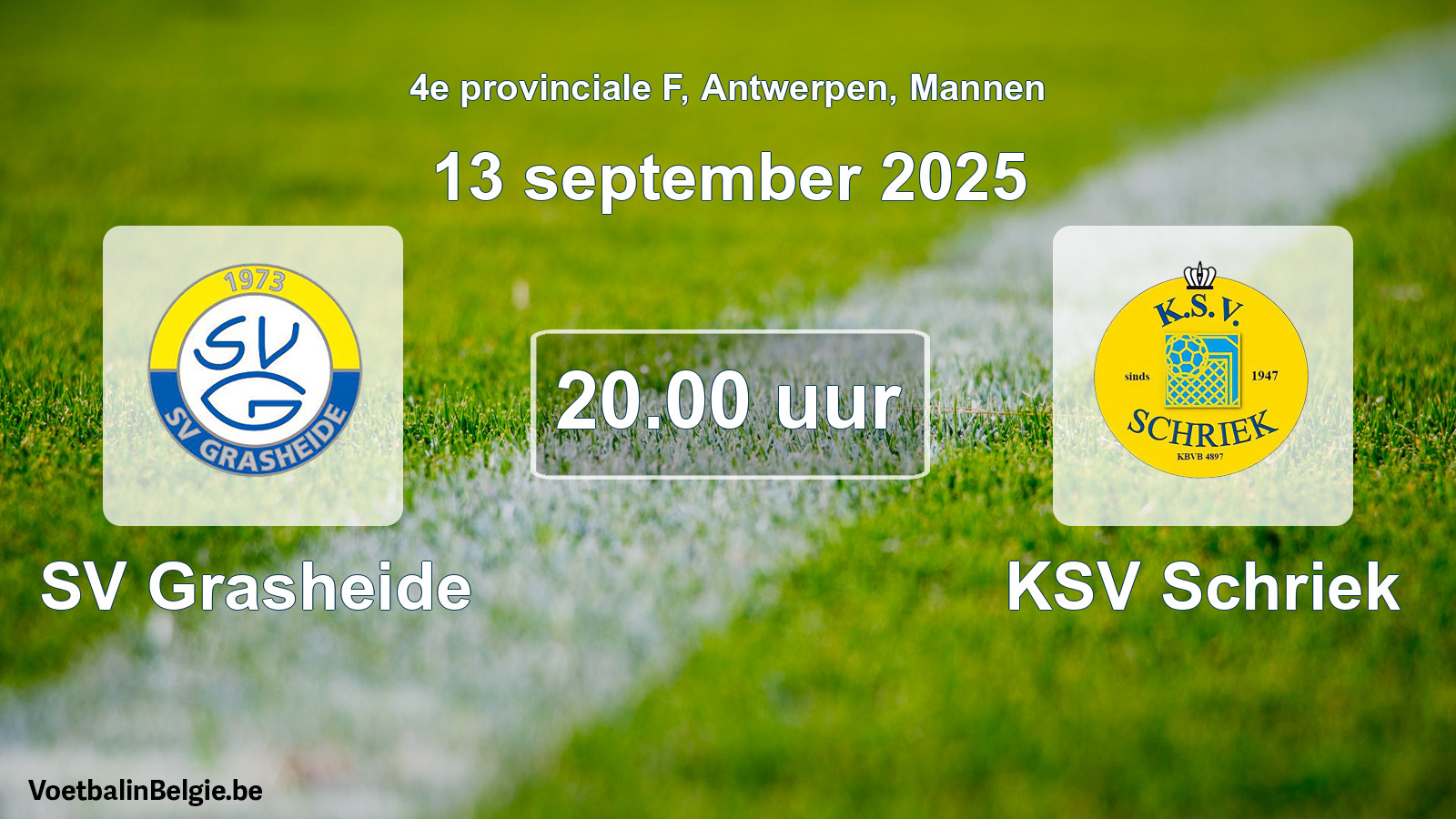 Scheduled match men football: SV Grasheide - KSV Schriek (13 September 2025)