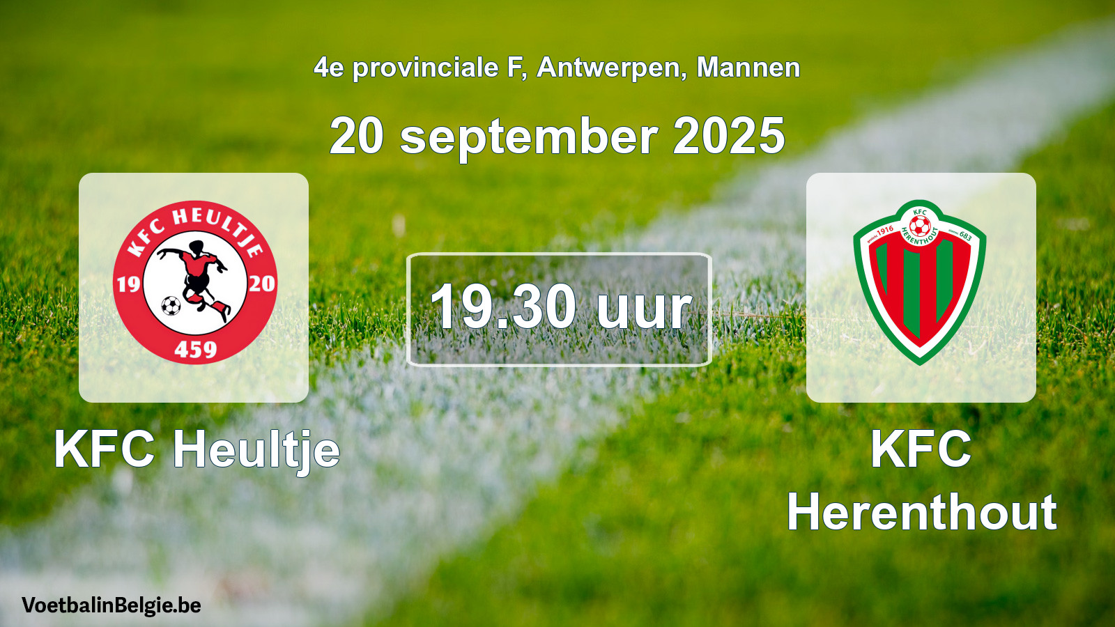 Scheduled match men football: KFC Heultje - KFC Herenthout (20 September 2025)
