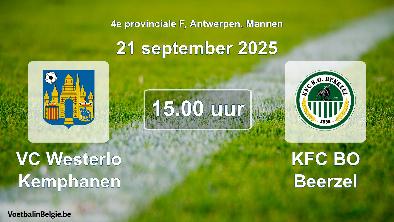Scheduled match men football: VC Westerlo Kemphanen - KFC BO Beerzel (21 September 2025)
