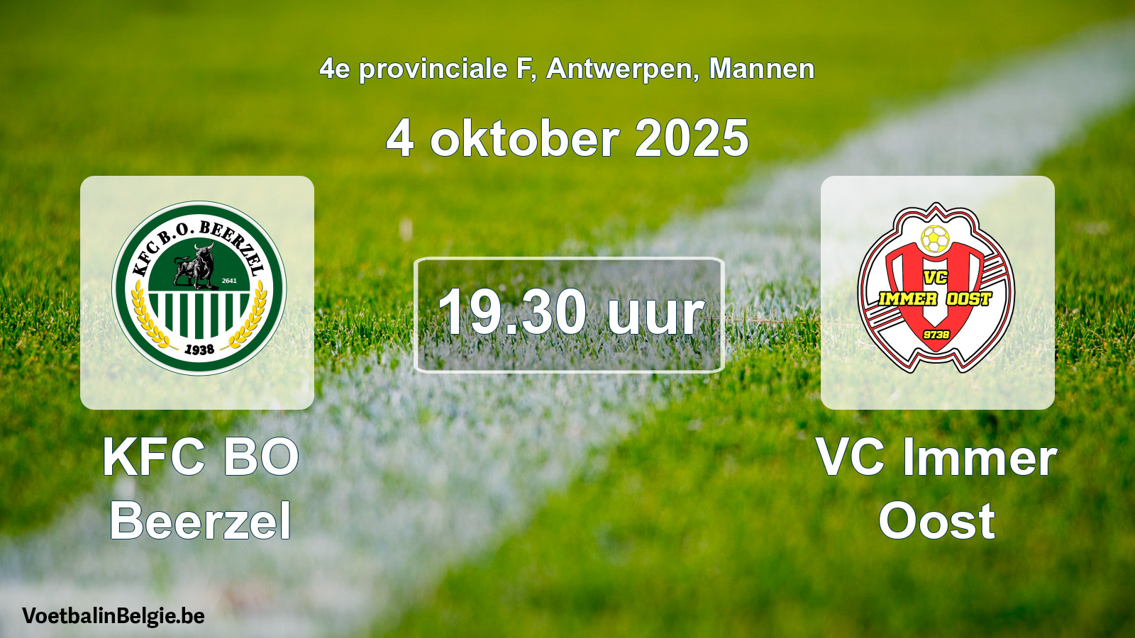 Scheduled match men football: KFC BO Beerzel - VC Immer Oost (4 October 2025)