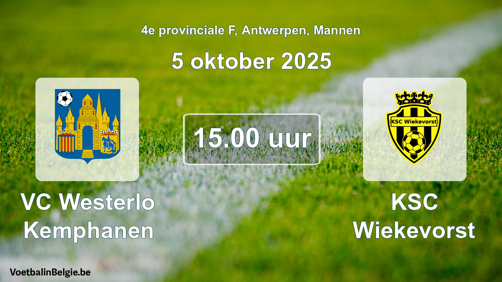 Scheduled match men football: VC Westerlo Kemphanen - KSC Wiekevorst (5 October 2025)