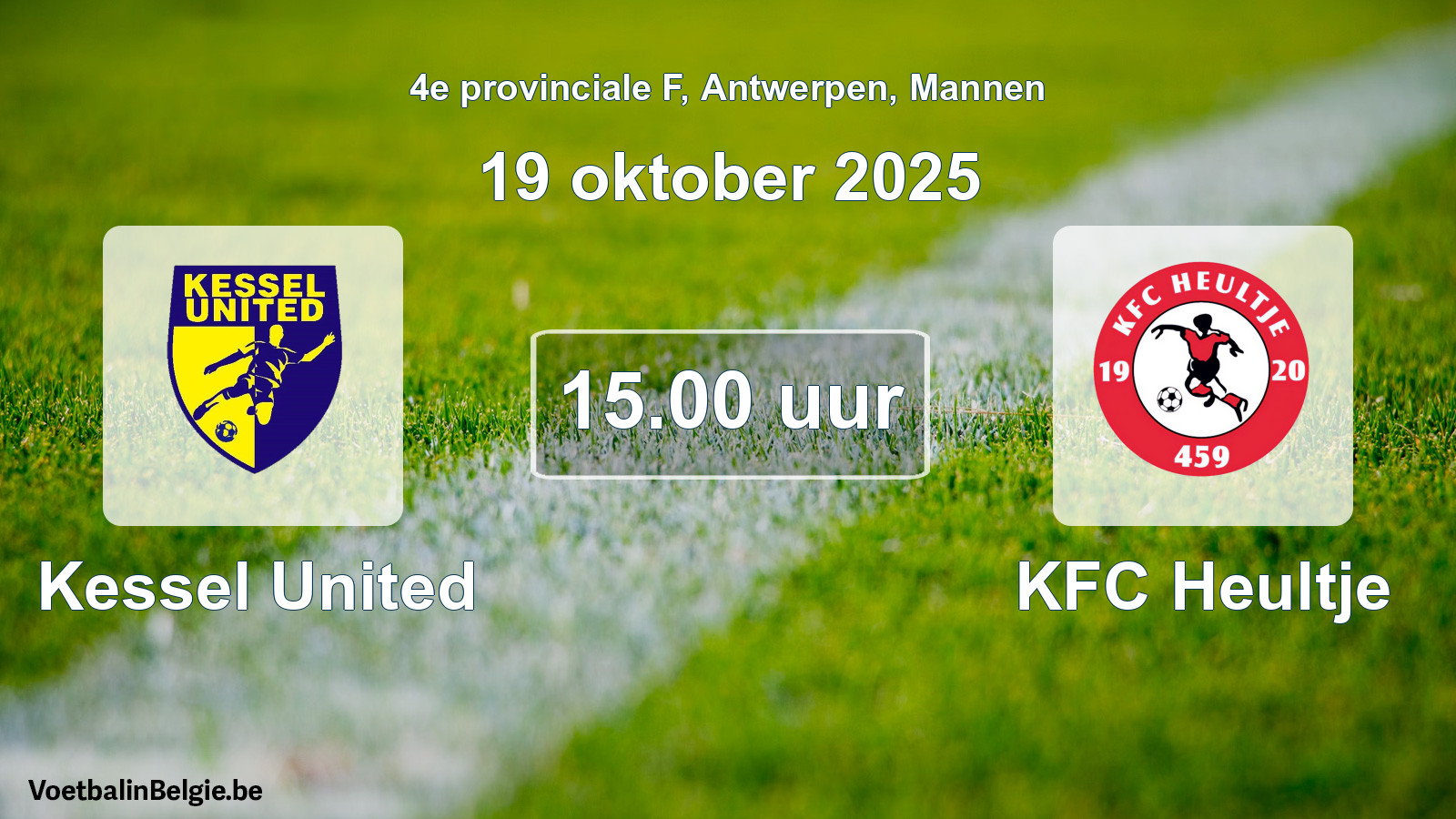 Geplande wedstrijd mannenvoetbal: Kessel United - KFC Heultje (19 oktober 2025)