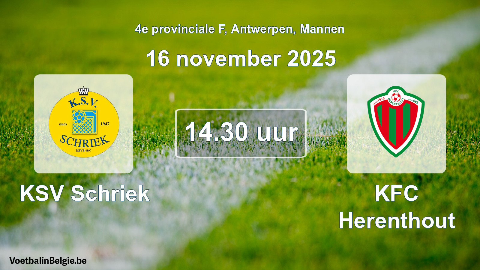 Scheduled match men football: KSV Schriek - KFC Herenthout (16 November 2025)