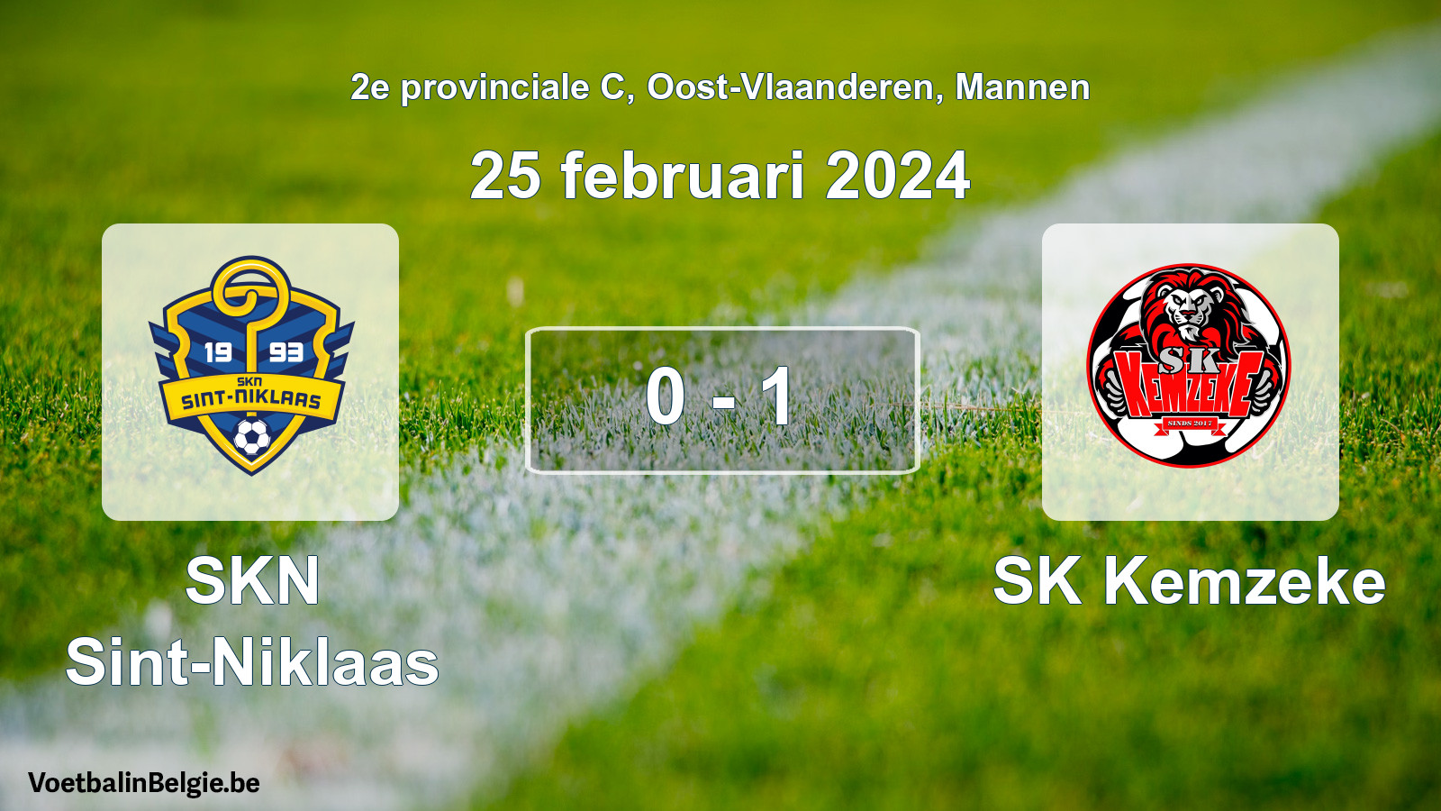 Gespeelde wedstrijd mannenvoetbal: SKN Sint-Niklaas - SK Kemzeke 0 - 1 (25 februari 2024)