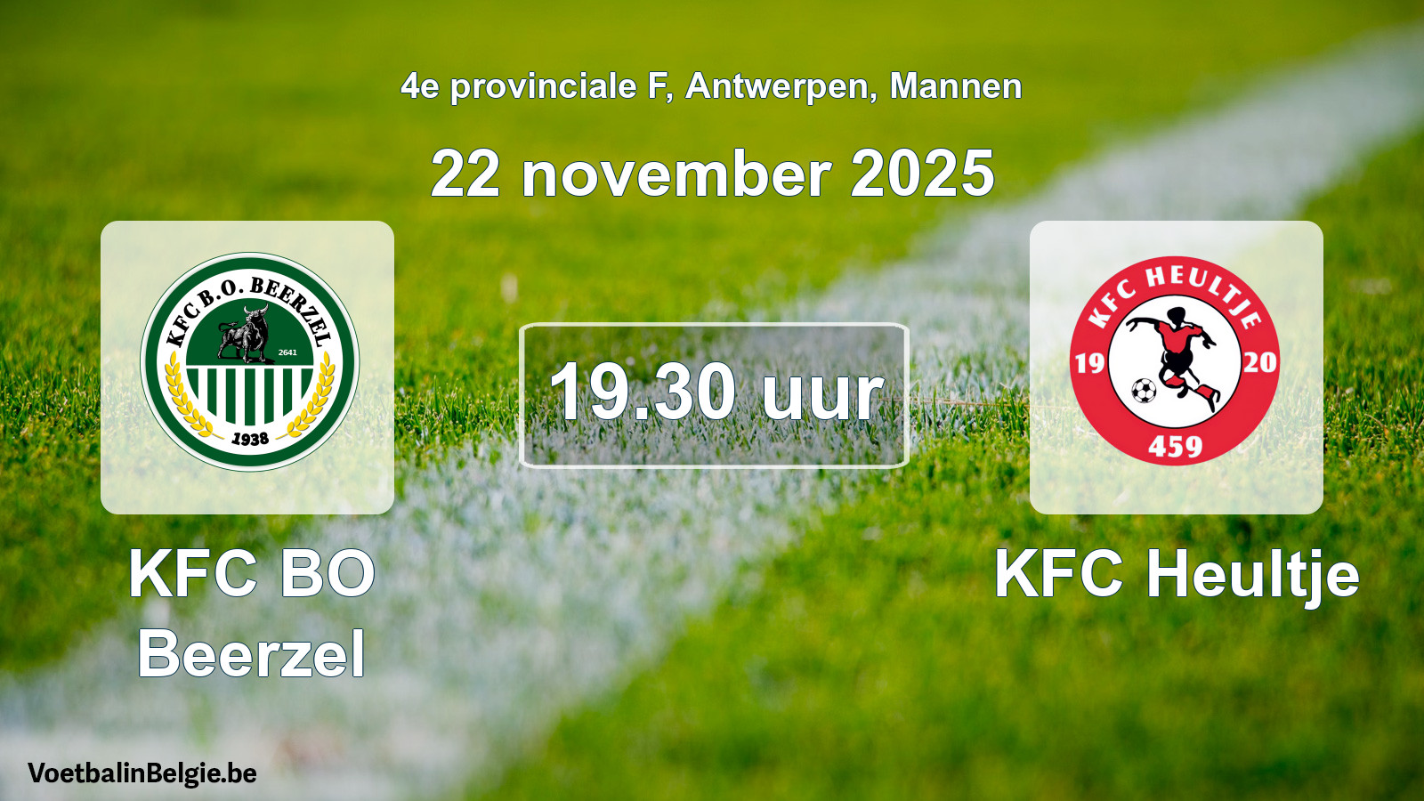 Scheduled match men football: KFC BO Beerzel - KFC Heultje (22 November 2025)