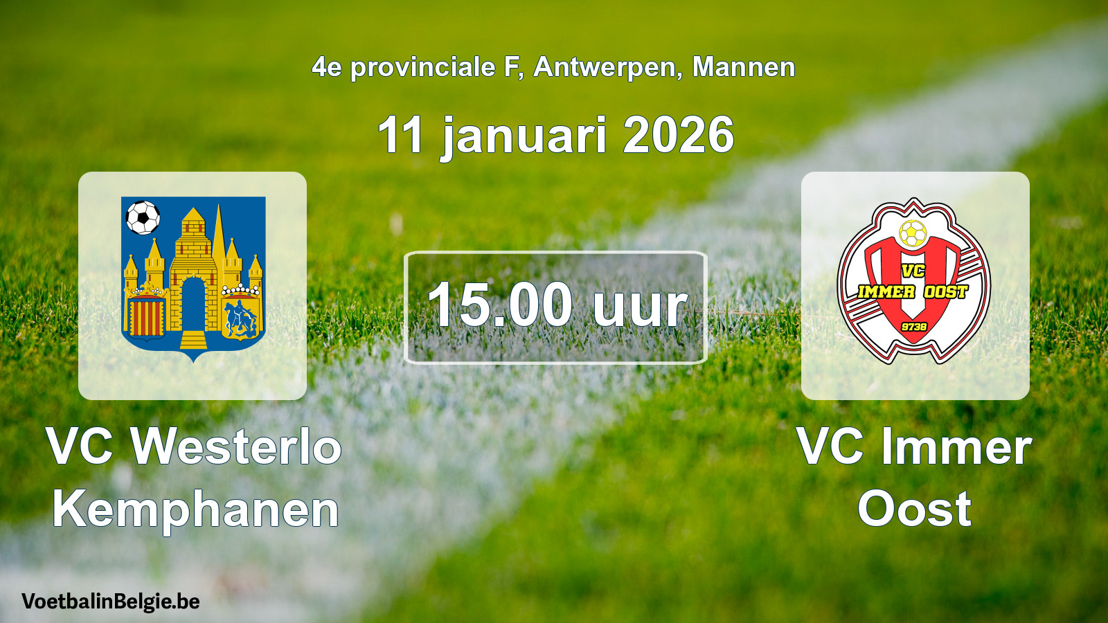 Scheduled match men football: VC Westerlo Kemphanen - VC Immer Oost (11 January 2026)