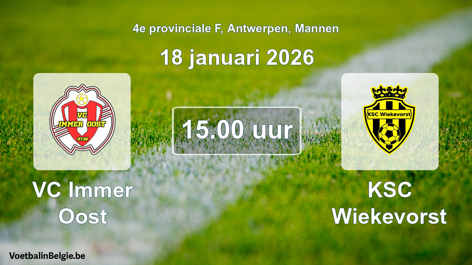 Scheduled match men football: VC Immer Oost - KSC Wiekevorst (18 January 2026)