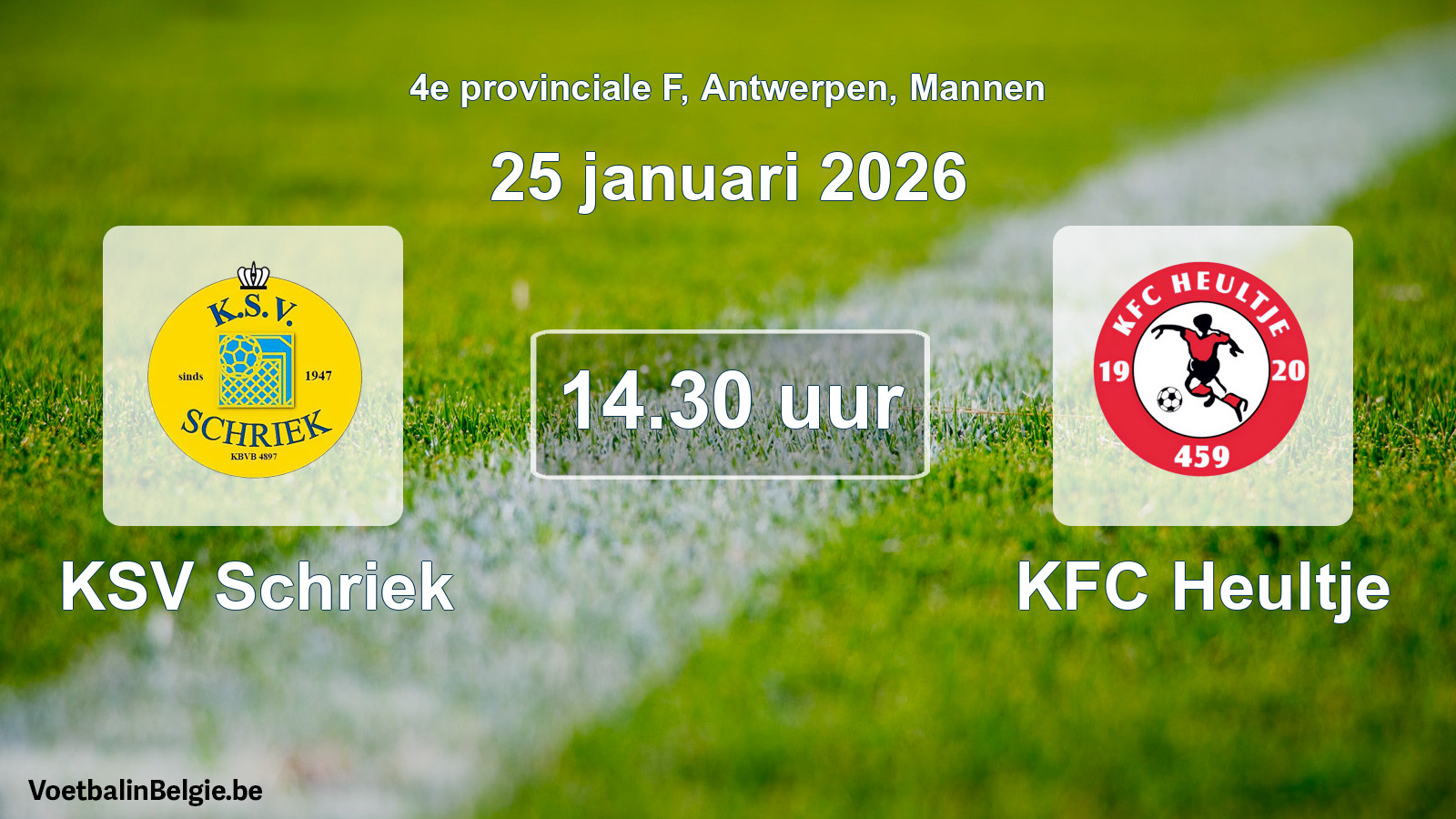 Scheduled match men football: KSV Schriek - KFC Heultje (25 January 2026)