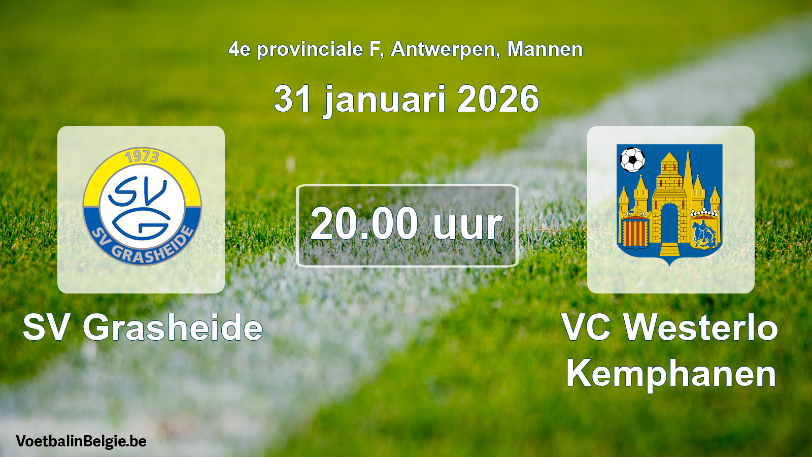 Scheduled match men football: SV Grasheide - VC Westerlo Kemphanen (31 January 2026)