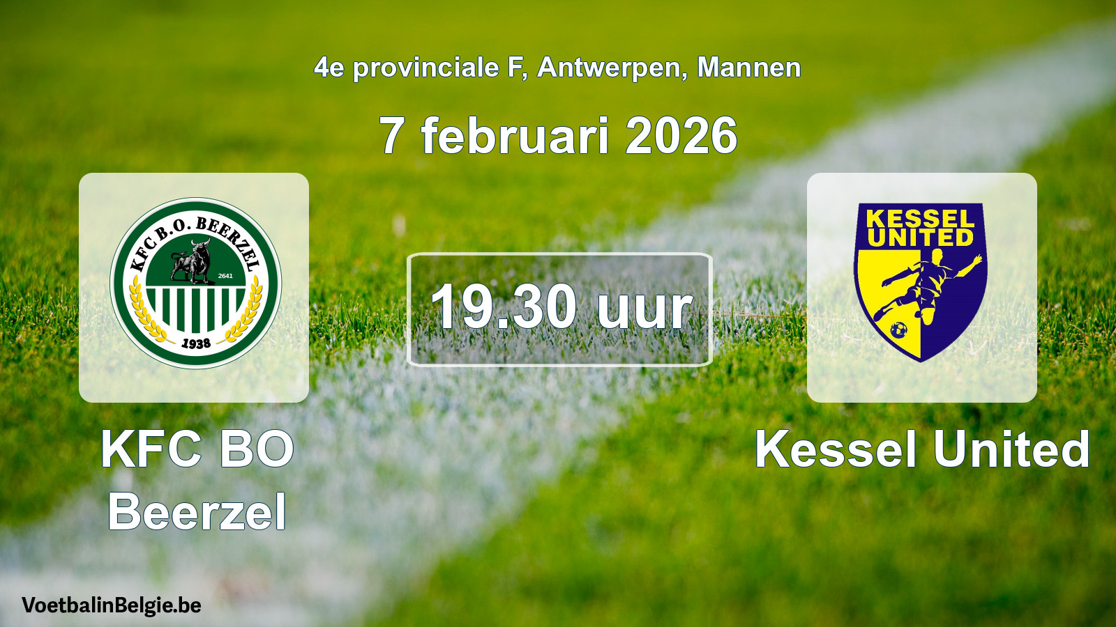 Scheduled match men football: KFC BO Beerzel - Kessel United (7 February 2026)