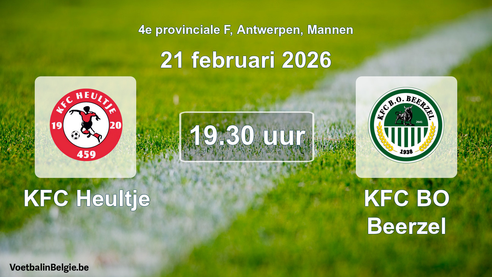 Scheduled match men football: KFC Heultje - KFC BO Beerzel (21 February 2026)