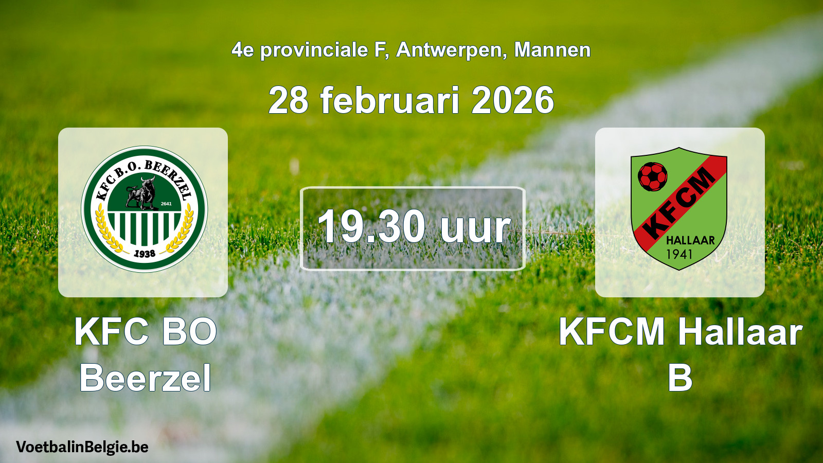 Scheduled match men football: KFC BO Beerzel - KFCM Hallaar B (28 February 2026)
