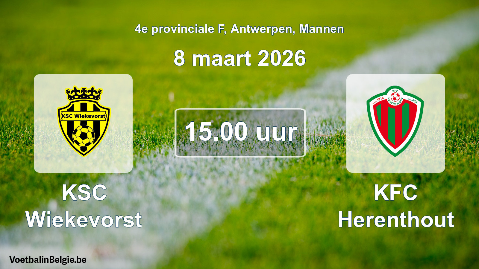 Scheduled match men football: KSC Wiekevorst - KFC Herenthout (8 March 2026)