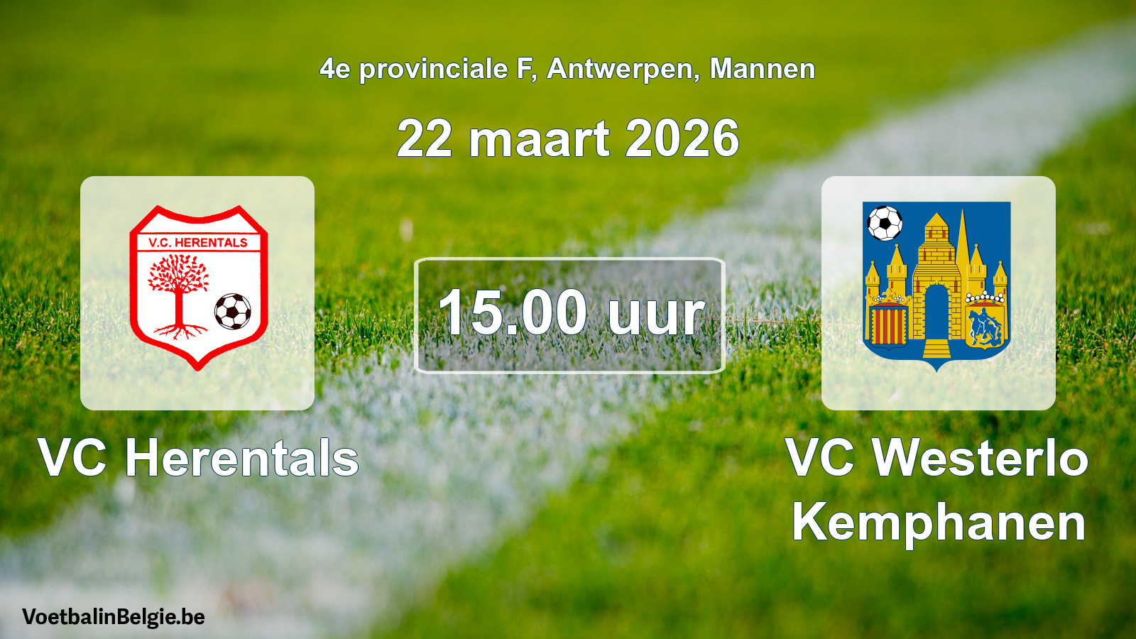 Scheduled match men football: VC Herentals - VC Westerlo Kemphanen (22 March 2026)