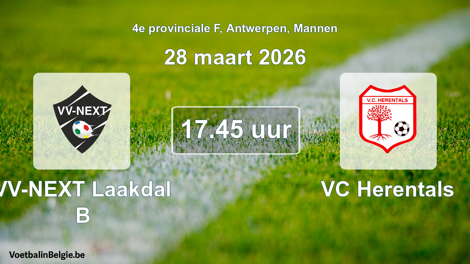 Scheduled match men football: VV-NEXT Laakdal B - VC Herentals (28 March 2026)