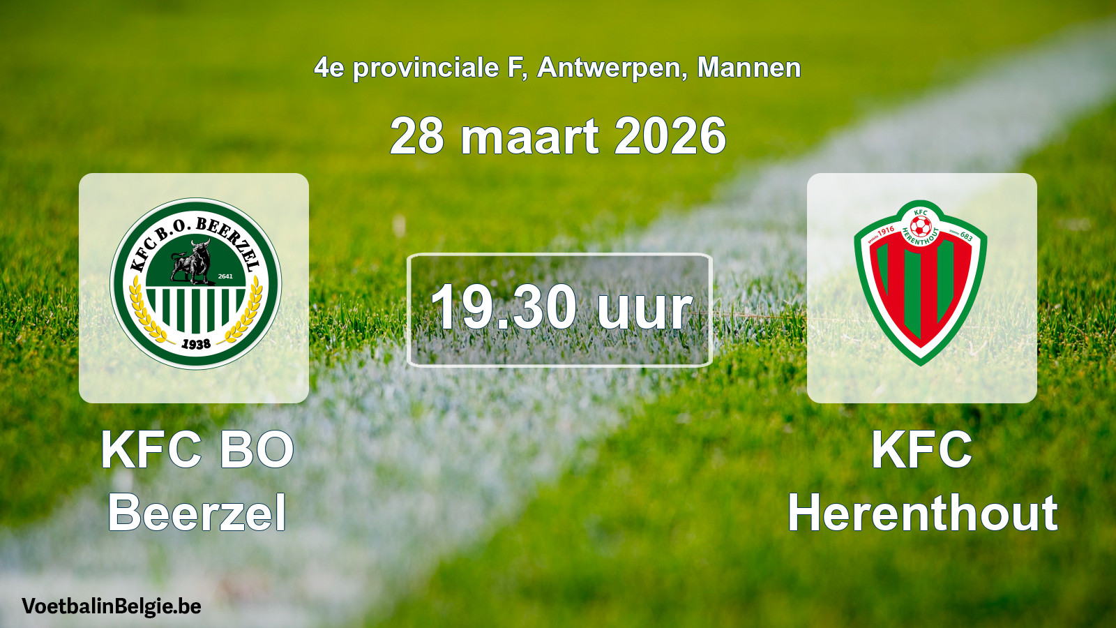 Scheduled match men football: KFC BO Beerzel - KFC Herenthout (28 March 2026)