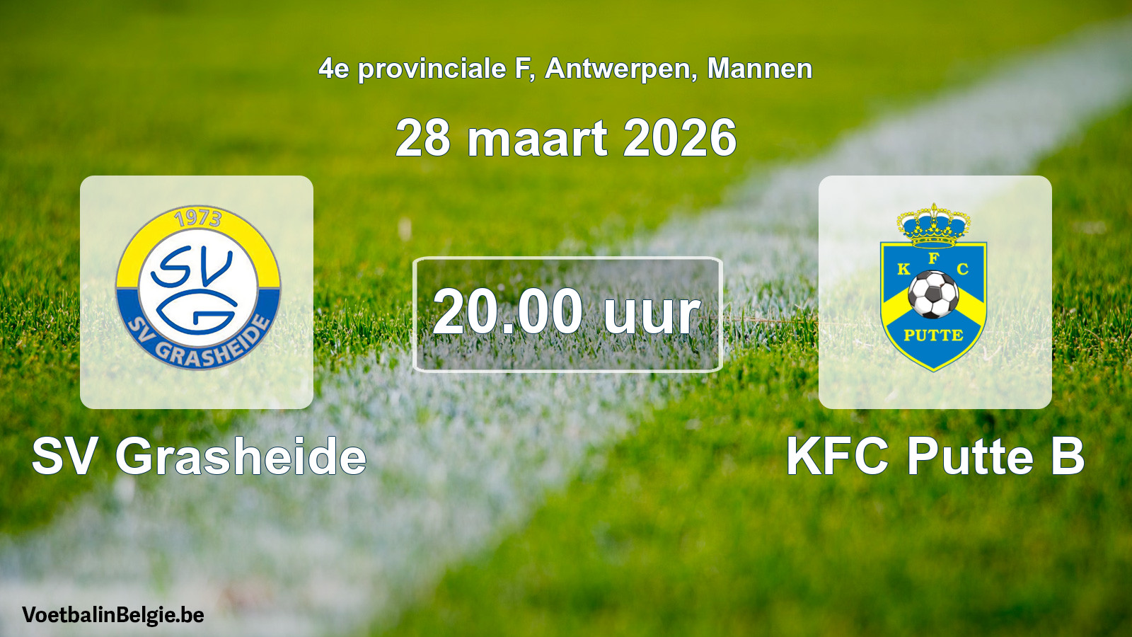 Scheduled match men football: SV Grasheide - KFC Putte B (28 March 2026)
