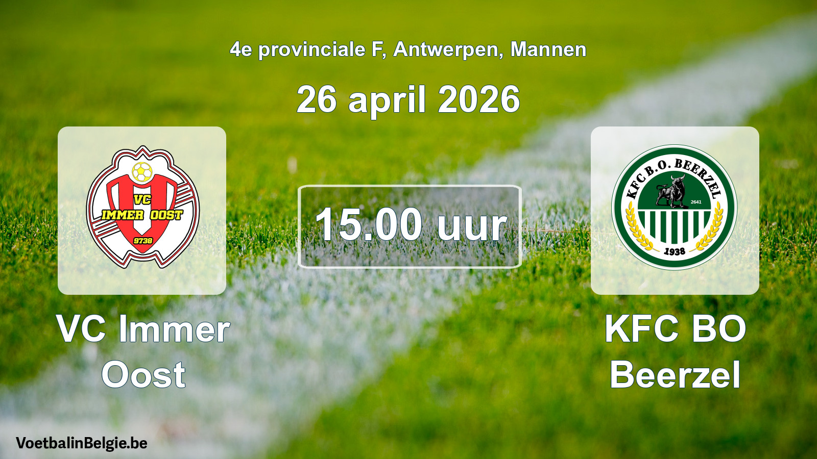 Scheduled match men football: VC Immer Oost - KFC BO Beerzel (26 April 2026)