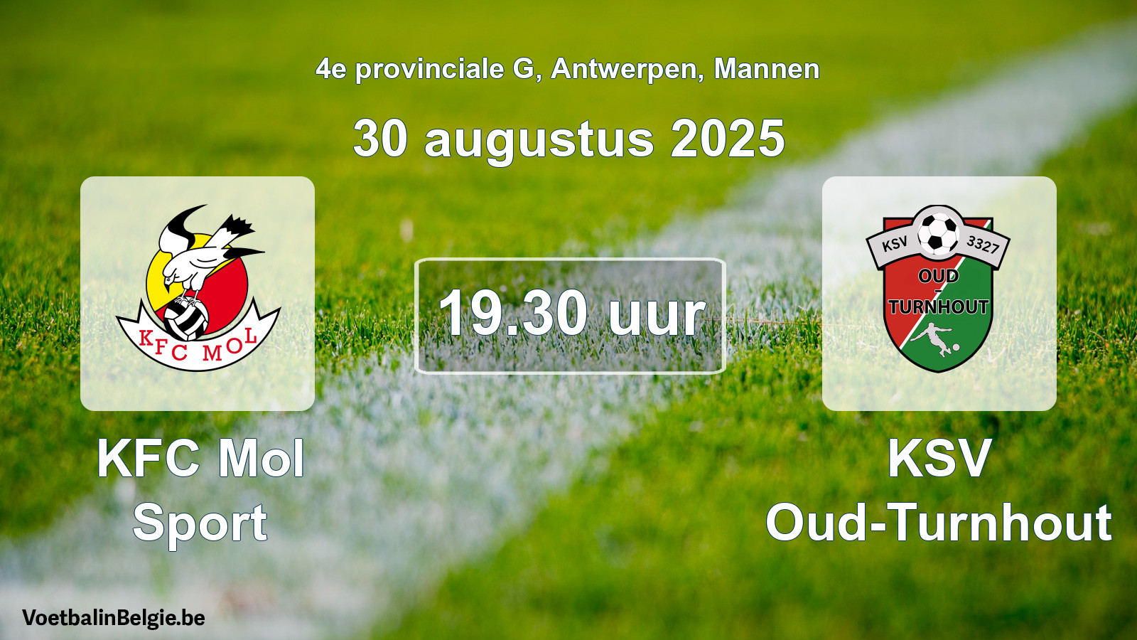 Geplantes Spiel männer-Fußball: KFC Mol Sport - KSV Oud-Turnhout (30 August 2025)