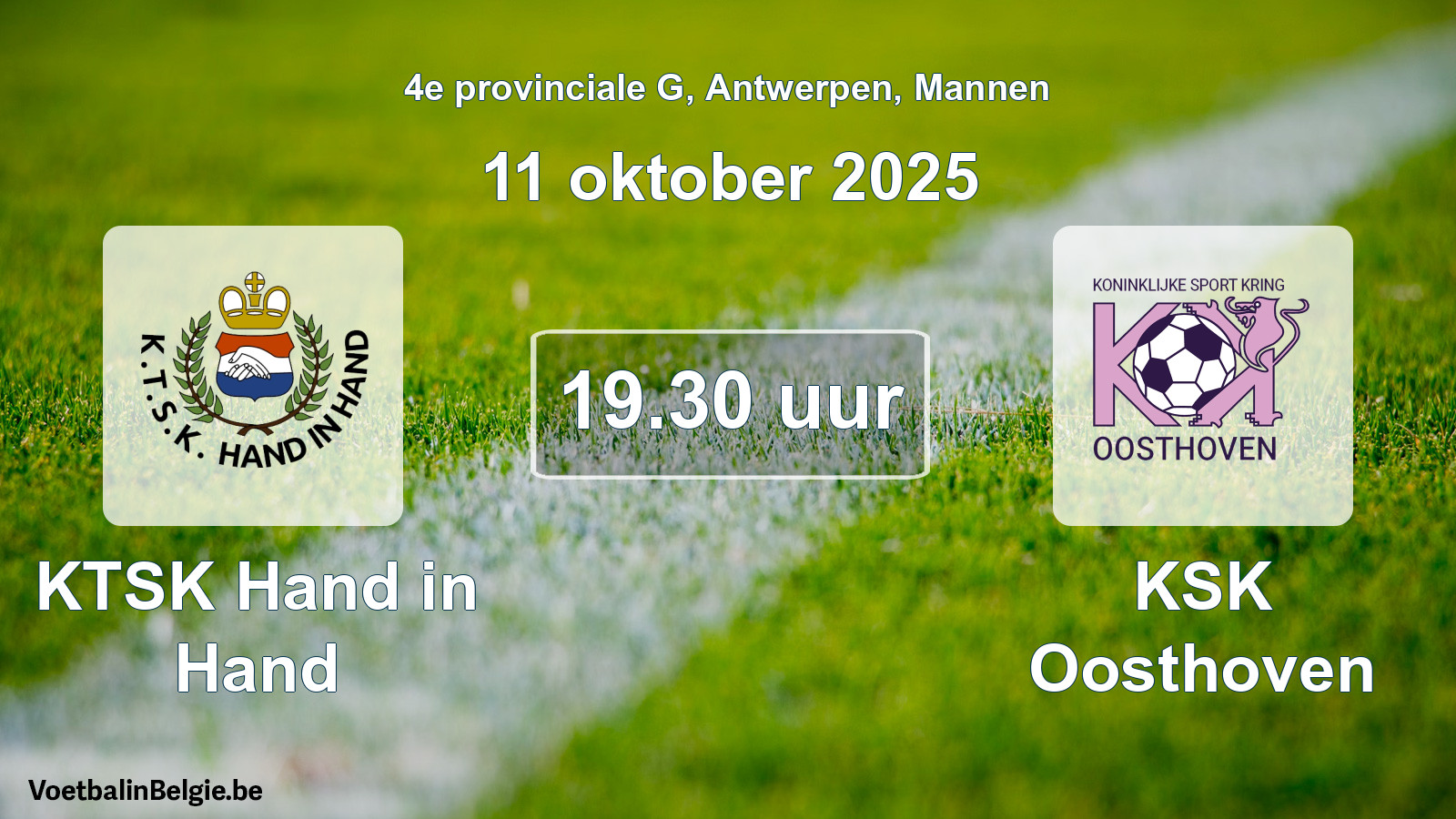 Scheduled match men football: KTSK Hand in Hand - KSK Oosthoven (11 October 2025)