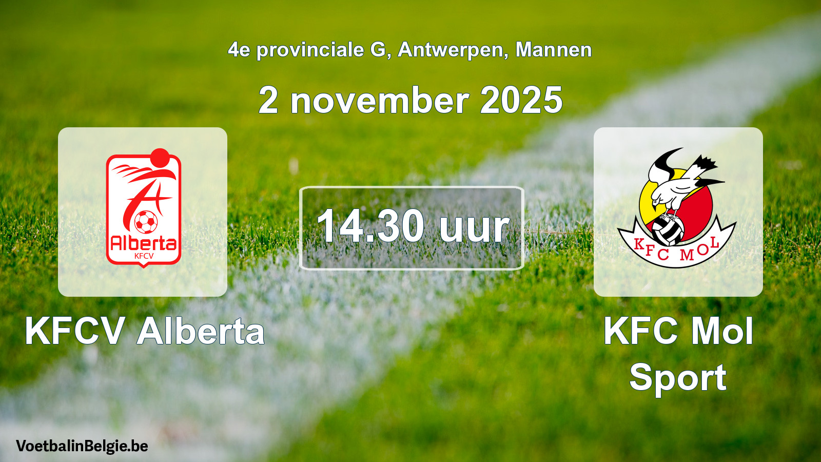 Scheduled match men football: KFCV Alberta - KFC Mol Sport (2 November 2025)