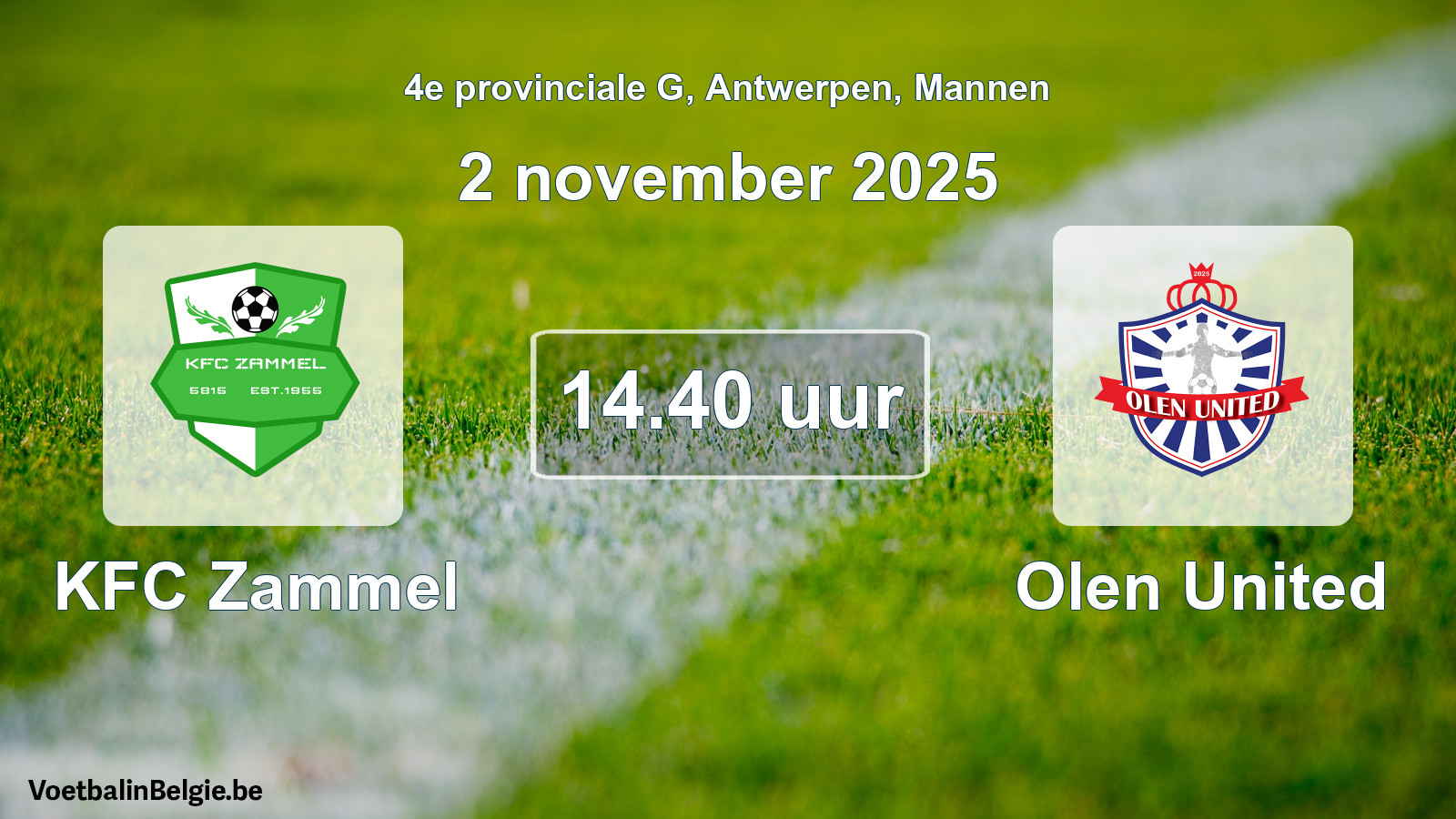 Scheduled match men football: KFC Zammel - Olen United (2 November 2025)