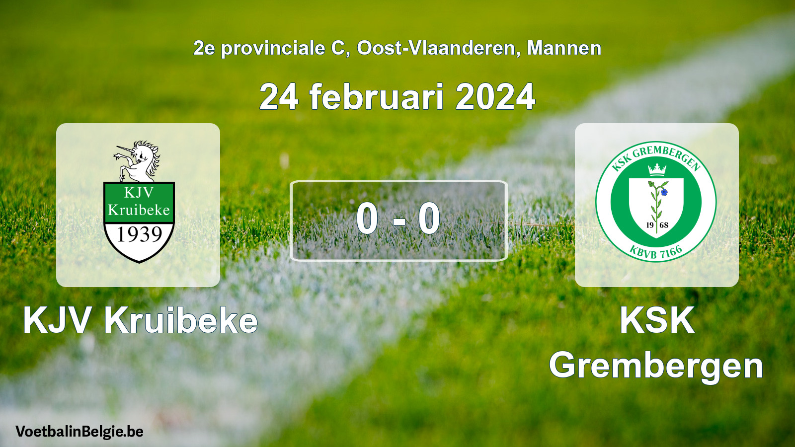Gespeelde wedstrijd mannenvoetbal: KJV Kruibeke - KSK Grembergen 0 - 0 (24 februari 2024)