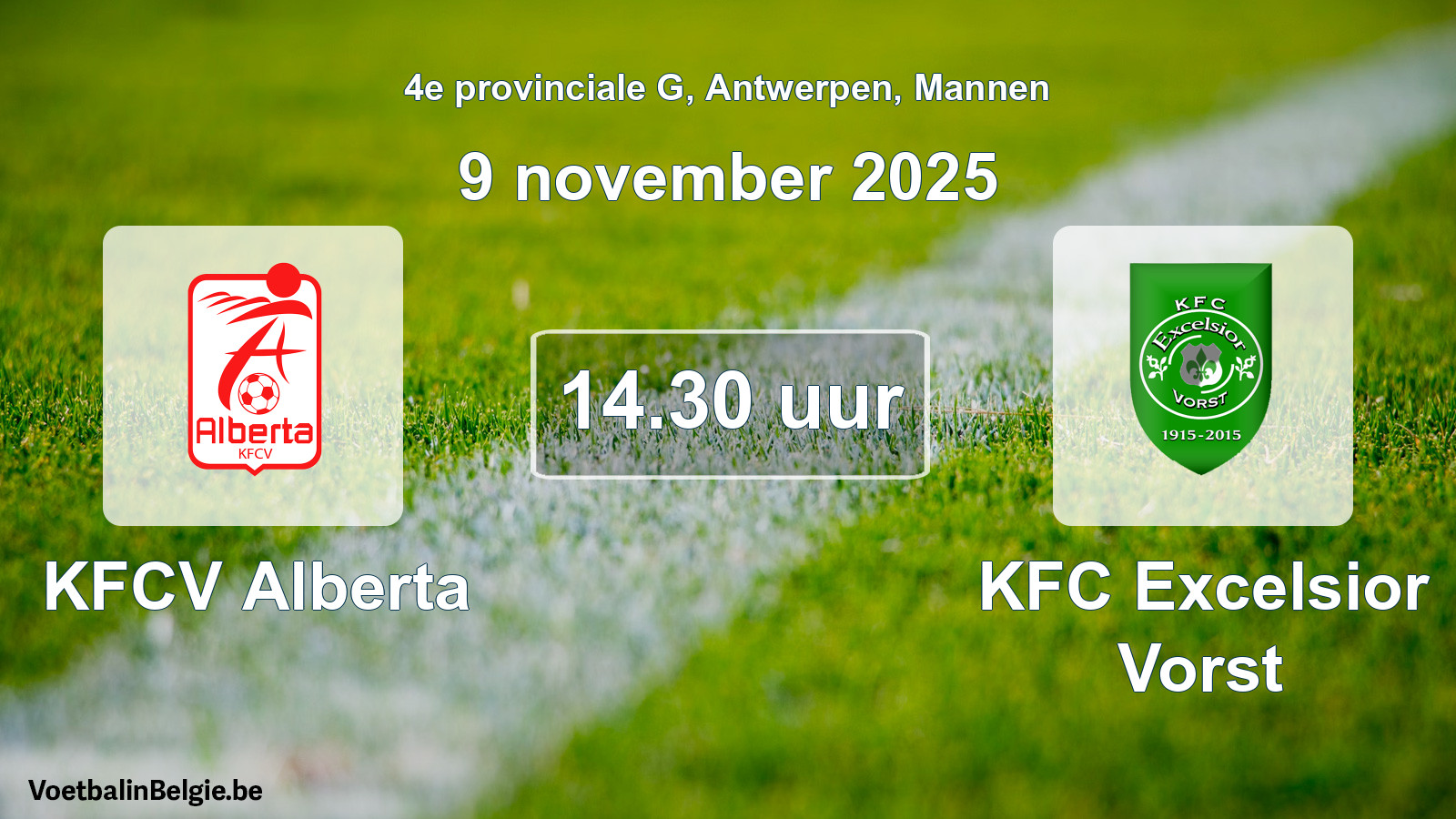 Scheduled match men football: KFCV Alberta - KFC Excelsior Vorst (9 November 2025)