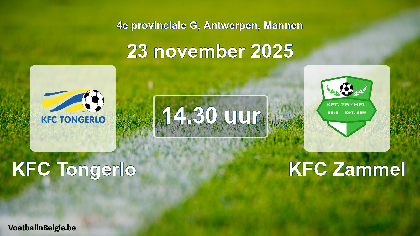 Scheduled match men football: KFC Tongerlo - KFC Zammel (23 November 2025)