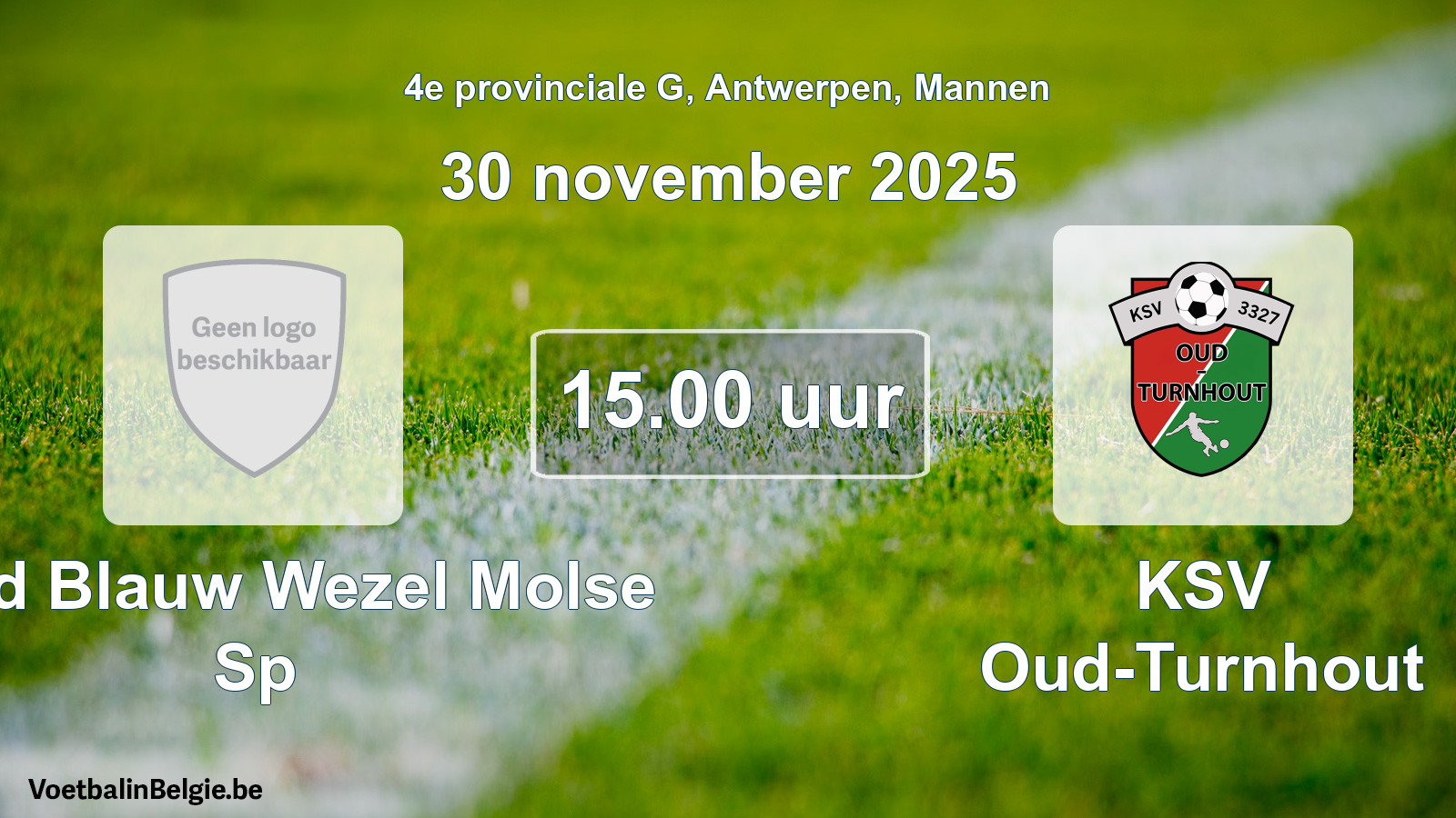 Scheduled match men football: Rood Blauw Wezel Molse Sp - KSV Oud-Turnhout (30 November 2025)