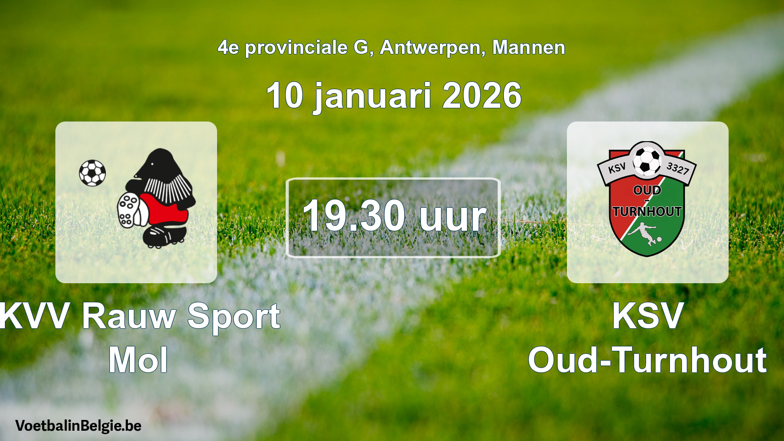 Scheduled match men football: KVV Rauw Sport Mol - KSV Oud-Turnhout (10 January 2026)
