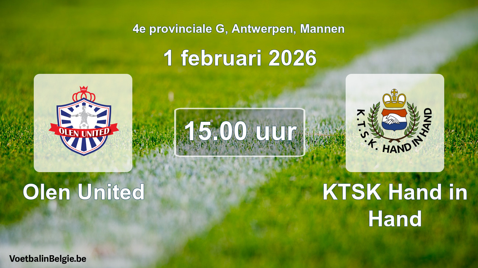 Geplantes Spiel männer-Fußball: Olen United - KTSK Hand in Hand (1 Februar 2026)
