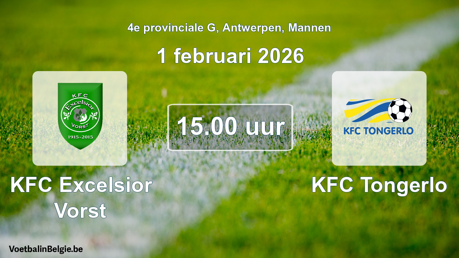 Scheduled match men football: KFC Excelsior Vorst - KFC Tongerlo (1 February 2026)