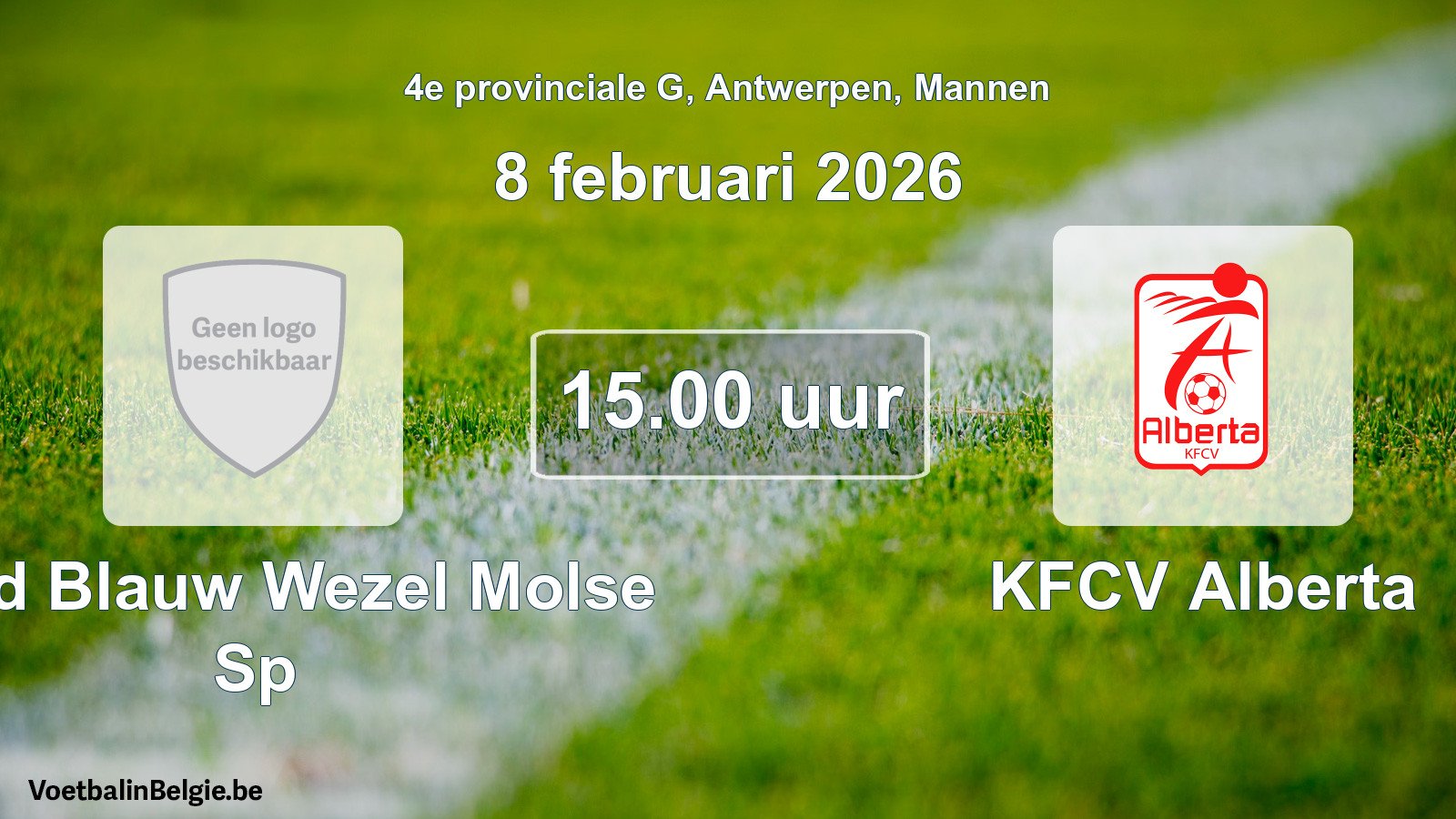 Scheduled match men football: Rood Blauw Wezel Molse Sp - KFCV Alberta (8 February 2026)